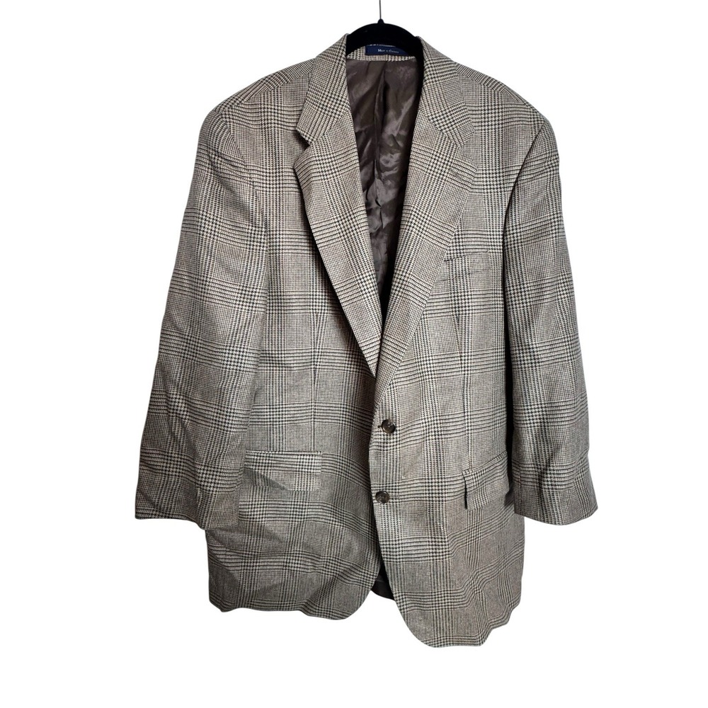 Polo University Club Ralph Lauren Blazer 44R Glen Plaid Silk Wool Old Money Ivy